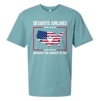 Desantis Airlines Brining The Border To You American Flag Sueded Cloud Jersey T-Shirt