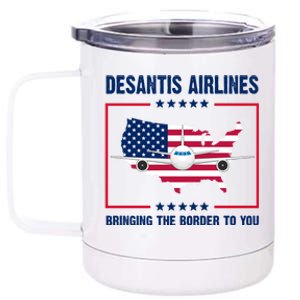 Desantis Airlines Brining The Border To You American Flag 12 oz Stainless Steel Tumbler Cup