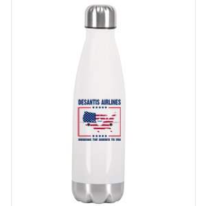 Desantis Airlines Brining The Border To You American Flag Stainless Steel Insulated Water Bottle