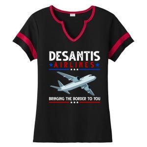 Desantis Airlines Bringing The Border To You Ladies Halftime Notch Neck Tee