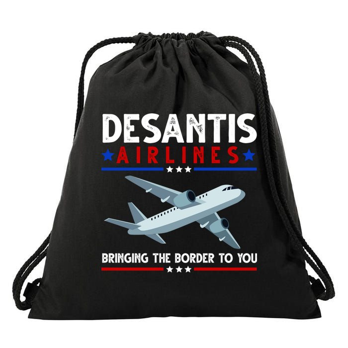 Desantis Airlines Bringing The Border To You Drawstring Bag