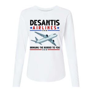 Desantis Airlines Bringing The Border To You Womens Cotton Relaxed Long Sleeve T-Shirt