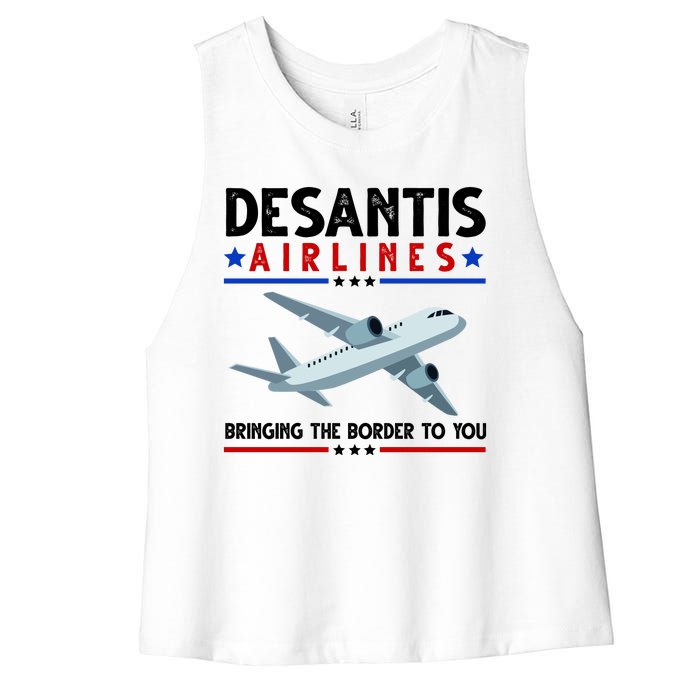 Desantis Airlines Bringing The Border To You Women's Racerback Cropped Tank