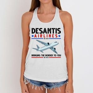 Desantis Airlines Bringing The Border To You Women's Knotted Racerback Tank