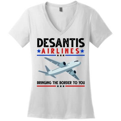 Desantis Airlines Bringing The Border To You Women's V-Neck T-Shirt