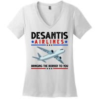 Desantis Airlines Bringing The Border To You Women's V-Neck T-Shirt