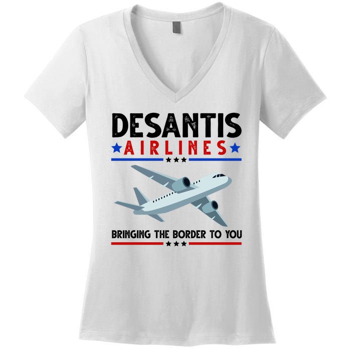 Desantis Airlines Bringing The Border To You Women's V-Neck T-Shirt