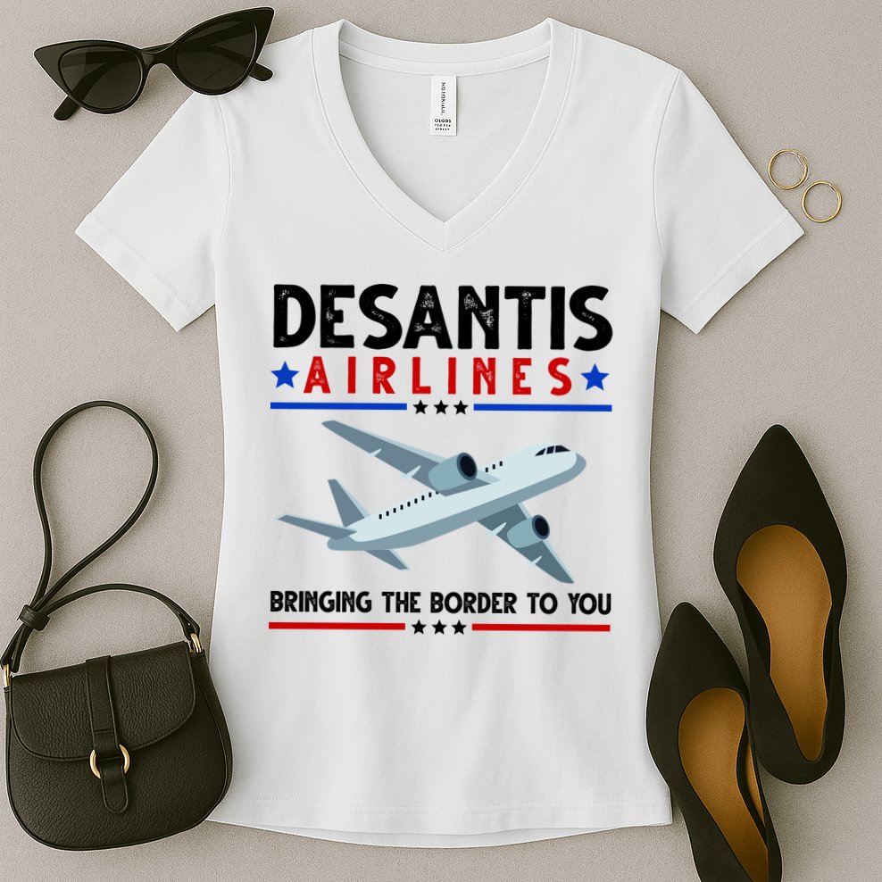 Desantis Airlines Bringing The Border To You Women's V-Neck T-Shirt