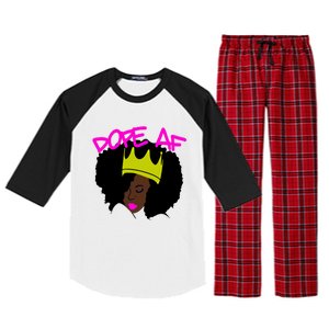 Dope Af Black Queen W/ Afro Crown Design Dope As Fuck Gift Raglan Sleeve Pajama Set