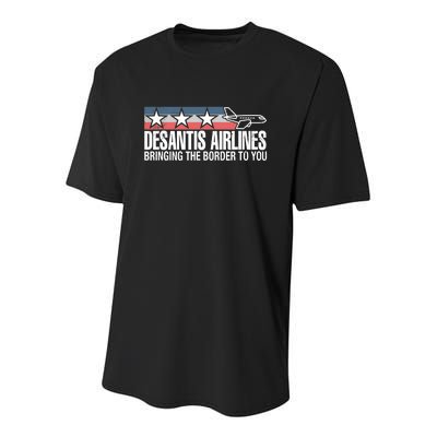 DeSantis Airlines Bringing The Border To You Ron DeSantis 2024 Youth Performance Sprint T-Shirt