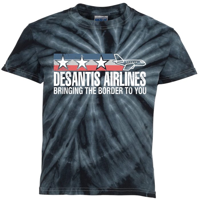 DeSantis Airlines Bringing The Border To You Ron DeSantis 2024 Kids Tie-Dye T-Shirt