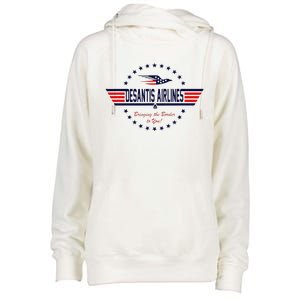 DeSantis Airlines Bringing The Border To You Womens Funnel Neck Pullover Hood