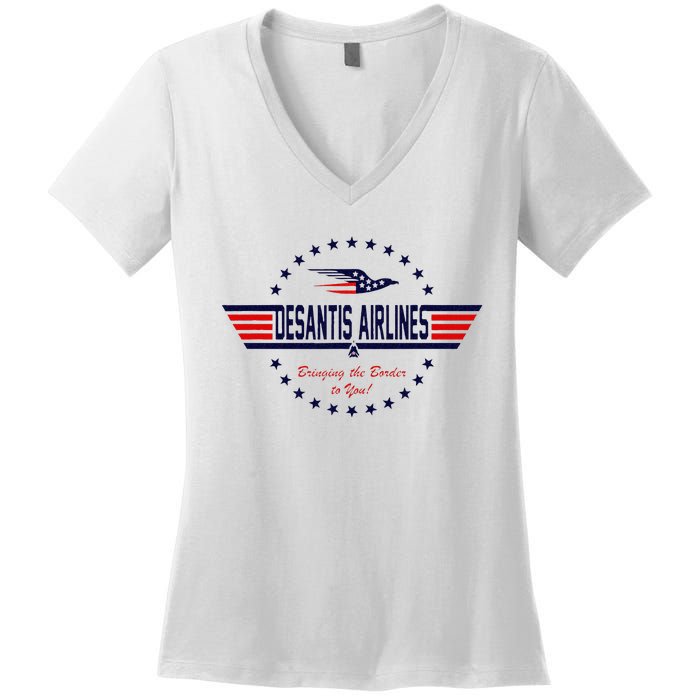 DeSantis Airlines Bringing The Border To You Women's V-Neck T-Shirt