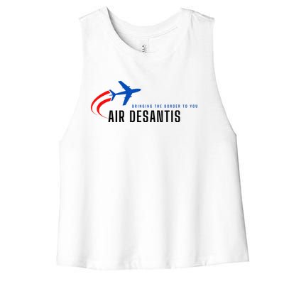 Desantis Airlines Bringing The Border To You Women's Racerback Cropped Tank