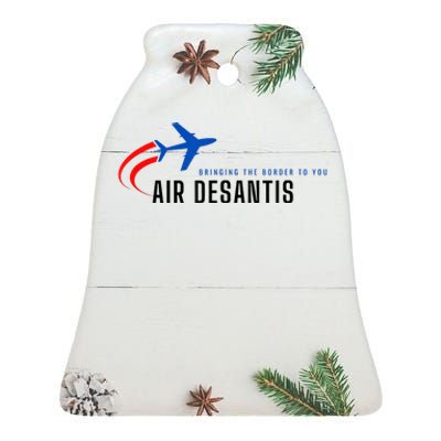 Desantis Airlines Bringing The Border To You Ceramic Bell Ornament