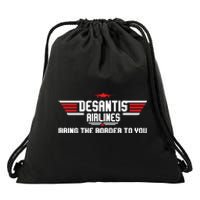 DeSantis Airlines Bringing The Border To You American US Flag Vintage Drawstring Bag