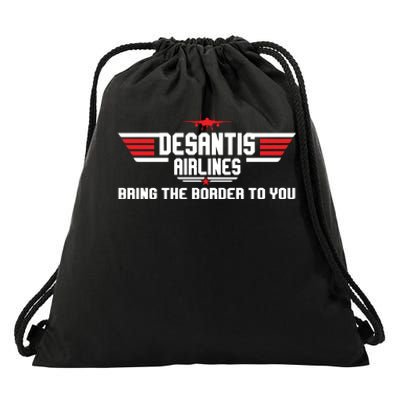 DeSantis Airlines Bringing The Border To You American US Flag Vintage Drawstring Bag