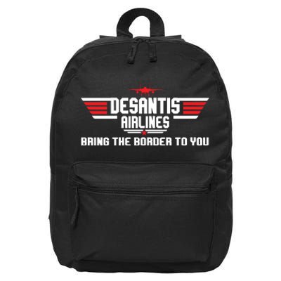 DeSantis Airlines Bringing The Border To You American US Flag Vintage 16 in Basic Backpack