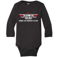 DeSantis Airlines Bringing The Border To You American US Flag Vintage Baby Long Sleeve Bodysuit