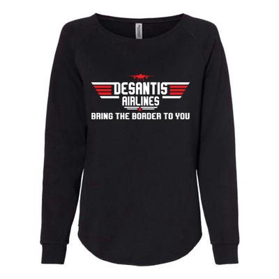 DeSantis Airlines Bringing The Border To You American US Flag Vintage Womens California Wash Sweatshirt