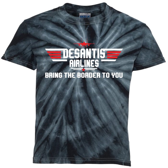 DeSantis Airlines Bringing The Border To You American US Flag Vintage Kids Tie-Dye T-Shirt