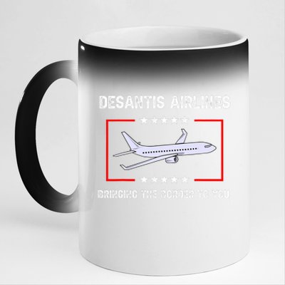 Desantis Airlines Bringing The Border To You Funny 11oz Black Color Changing Mug