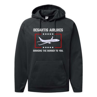 Desantis Airlines Bringing The Border To You Funny Performance Fleece Hoodie