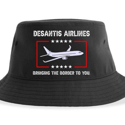 Desantis Airlines Bringing The Border To You Funny Sustainable Bucket Hat