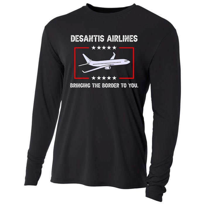 Desantis Airlines Bringing The Border To You Funny Cooling Performance Long Sleeve Crew