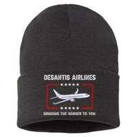 Desantis Airlines Bringing The Border To You Funny Sustainable Knit Beanie