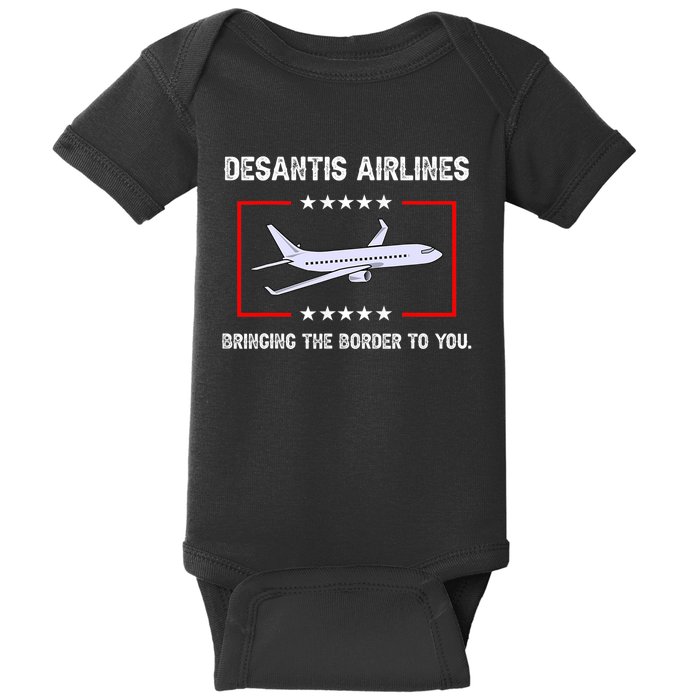 Desantis Airlines Bringing The Border To You Funny Baby Bodysuit