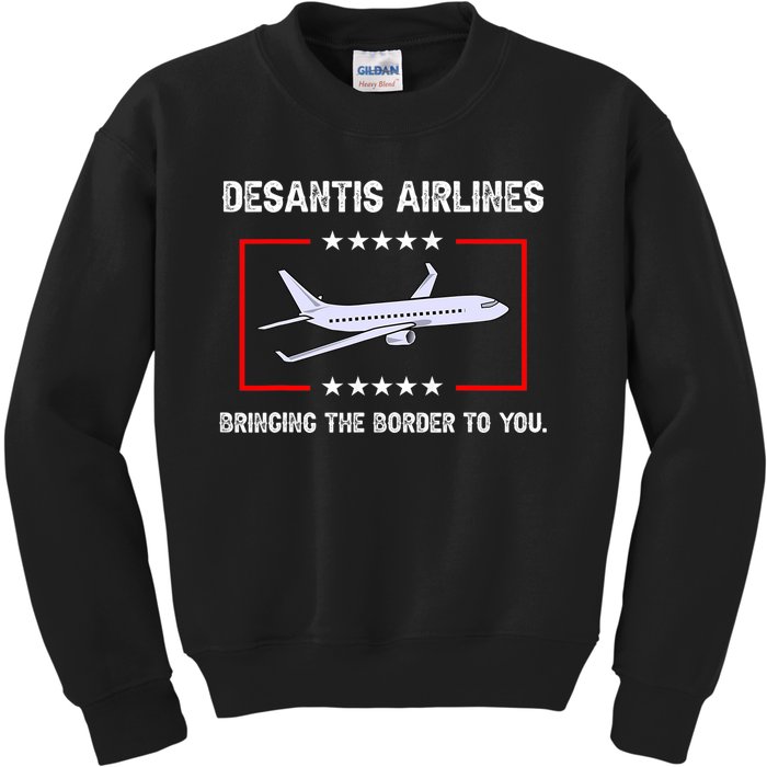 Desantis Airlines Bringing The Border To You Funny Kids Sweatshirt