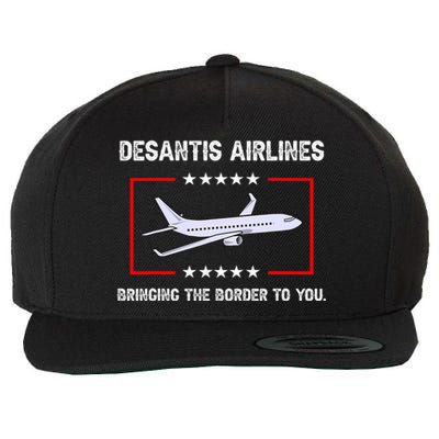 Desantis Airlines Bringing The Border To You Funny Wool Snapback Cap