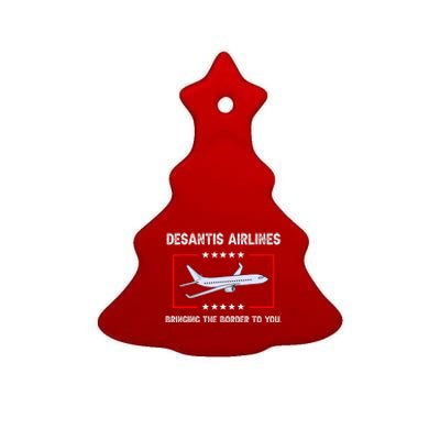 Desantis Airlines Bringing The Border To You Funny Ceramic Tree Ornament