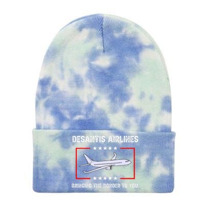 Desantis Airlines Bringing The Border To You Funny Tie Dye 12in Knit Beanie