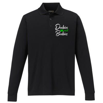 Doobies And Boobies Weed Funny 420 Stoner Pothead Gift Performance Long Sleeve Polo