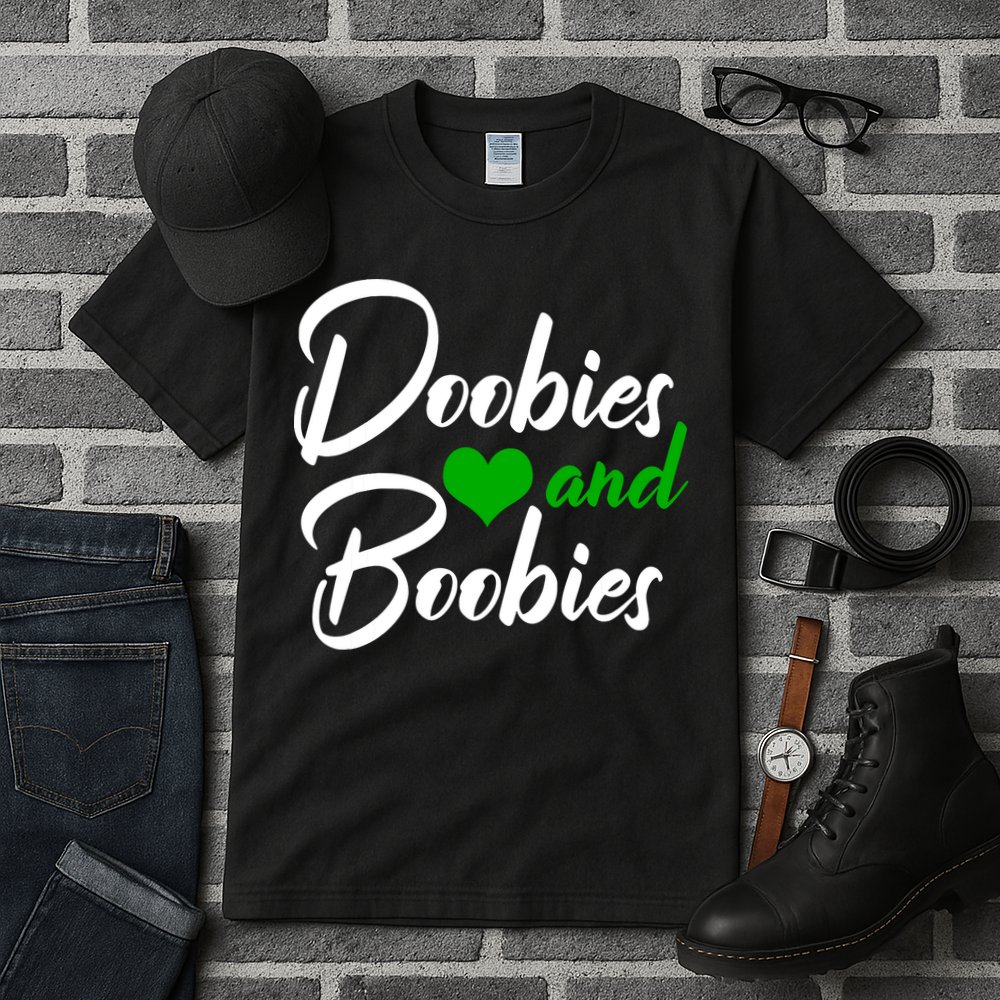 Doobies And Boobies Weed Funny 420 Stoner Pothead Gift Tall T-Shirt