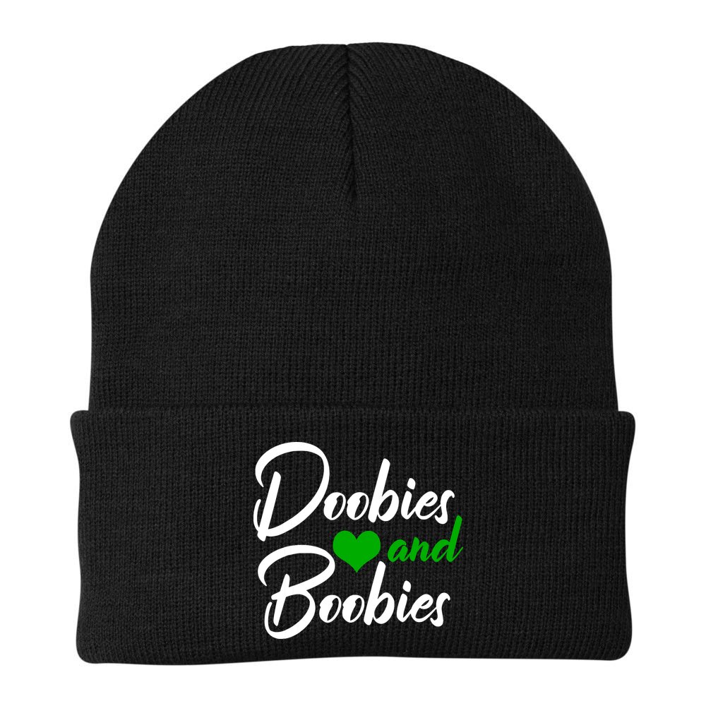 Doobies And Boobies Weed Funny 420 Stoner Pothead Gift Beanie