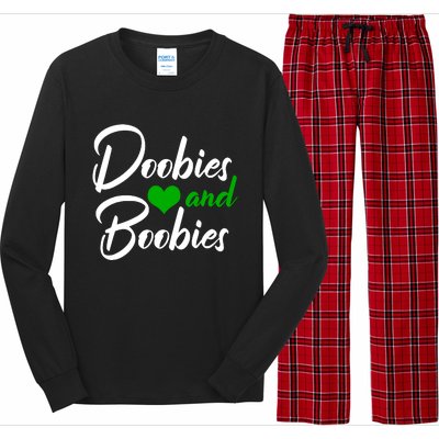 Doobies And Boobies Weed Funny 420 Stoner Pothead Gift Long Sleeve Pajama Set