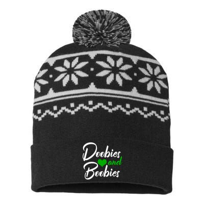 Doobies And Boobies Weed Funny 420 Stoner Pothead Gift USA-Made Snowflake Beanie