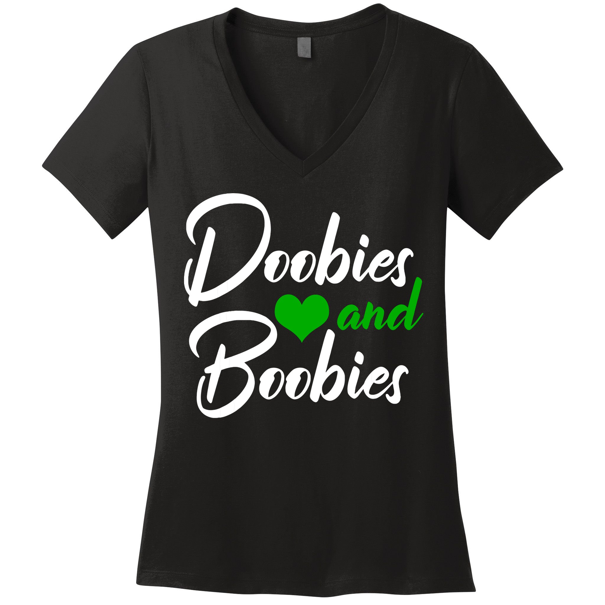 Doobies And Boobies Weed Funny 420 Stoner Pothead Gift Women's V-Neck T-Shirt