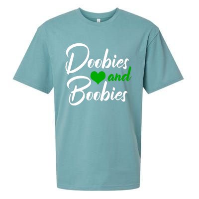 Doobies And Boobies Weed Funny 420 Stoner Pothead Gift Sueded Cloud Jersey T-Shirt