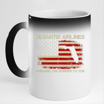 DeSantis Airlines Bringing The Border To You Funny DeSantis 11oz Black Color Changing Mug