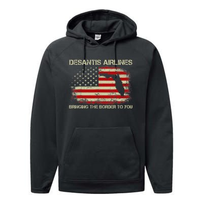 DeSantis Airlines Bringing The Border To You Funny DeSantis Performance Fleece Hoodie