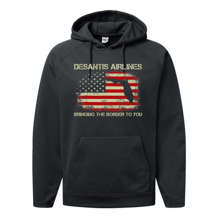 DeSantis Airlines Bringing The Border To You Funny DeSantis Performance Fleece Hoodie