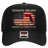 DeSantis Airlines Bringing The Border To You Funny DeSantis High Crown Mesh Back Trucker Hat