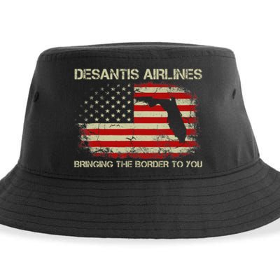 DeSantis Airlines Bringing The Border To You Funny DeSantis Sustainable Bucket Hat