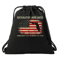 DeSantis Airlines Bringing The Border To You Funny DeSantis Drawstring Bag