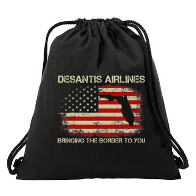 DeSantis Airlines Bringing The Border To You Funny DeSantis Drawstring Bag