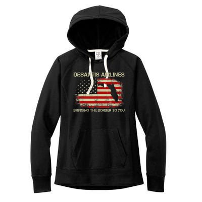 DeSantis Airlines Bringing The Border To You Funny DeSantis Women's Fleece Hoodie